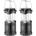 Mata1 LED Camping Lanterns (Black, 2 PK) Durable Emergency Lights for Power Outages, Long-Lasting Battery-Powered Lights w/ 3 Adjustable Brightness, Collapsible Lamps for Indoor & Outdoor Use