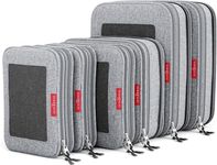 LeanTravel Compression Packing Cubes Luggage Organizers for Travel with Double Zipper - Set of 6 - Color Grey