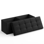 SONGMICS 43 Inches Folding Storage Ottoman Bench, Storage Chest, Foot Rest Stool, Bedroom Bench with Storage, Black ULSF077B01