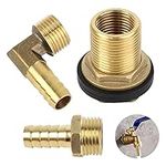 Fumanduo 3 PCS Brass Hose Fitting, Elbow Garden Water Tube Connector Adapter Brass Pipe Connector Fitting Threaded Connector Hose Socket with with Silicone Gaskets for Water Tanks