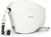 HOSELINK Classic Beige 82ft Hi-Flow Automatic Retractable Garden Hose Reel, 9/16”, 8-Pattern Spray Nozzle, UV-Stabilized Kink-Free Hose, Wall Mounted Watering Solution for Backyard, Garden & Outdoor