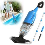 PoolyPoly Pool Hoover Rechargeable, Electric Pool Vacuum Cleaner with Adjustable Handle, 60 Minutes Running Time, Cordless Handheld Pool Vacuum for Spas, Hot Tubs, Pools, Blue