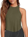 Womens Cropped Tank Tops Sleeveless Going Out Tops Summer Workout Athletic Shirts Racerback Yoga Crop Tops Muscle Tanks(Army Green X-Large)