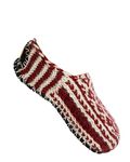 Red Hand Knit Wool Fleece Lined Tibetan Slipper Socks Extra Small