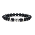 ANAZOZ Elastic Bead Bracelets for Couple 18CM,Bracelet Men Lava-Rock Chain 8mm Bracelets Black