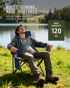 Voyager Folding Camping Chairs 2-Pack with Cooler Bag – Black, Padded