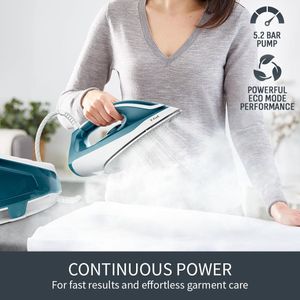 Tefal Express Essential Steam Generator Iron – 120g/min, Xpress Glide, White/Blue