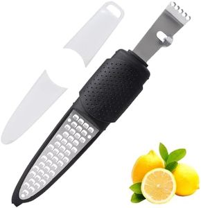 Rainspire Lemon Zester Tool with Channel Knife, Stainless Steel Citrus Zester Tool, Lemon Peeler, Zesters for Kitchen, Ultra Sharp 2-in-1 Tool Easily Creates Citrus Zest, Black