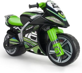 INJUSA - Moto Porteur Winner Racing XL, pour Enfants de 4 à 7 Ans, avec Roues Larges Stables, Poignée de Transport pour Parents et Design Sportif, Couleur Noire, Non Eléctrique (19415/000)