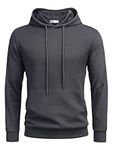 COOFANDY Men's Hoodie with Hood Waffle Men's Long Sleeve Basic Hooded Hoodie Kangaroo Pocket Sweatshirt, darkgray, M