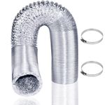 Enenes Heavy Duty 4 Inch Flexible Dryer Vent Exhaust Duct Hose 25 Feet for Tight Space, Extra Thick(6-ply) Aluminum Foil Ducting Kit with 2 Hose Clamps