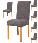 Styleys Elastic Jacquard Chair Covers for Dining Room Removable Washable Chair Cover Protector Slipcovers (Pack of 6, Dark Grey, JSMC1)