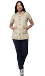 UNIFORM CRAFT Women's Polyester and Cotton Twill Nurse Uniform, Beige and Navy Blue