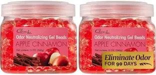 Clear Air Odor Eliminator Gel Beads - 12 oz, Pack of 2 - Air Freshener Made with Essential Oils - Eliminates Odors in Bathrooms, Cars, Boats, RVs & Pet Areas - Apple Cinnamon Scent