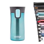 Contigo Pinnacle Autoseal Travel Mug, Stainless Steel Thermal Mug, Vacuum Flask, Leakproof Tumbler, Coffee Mug with BPA Free Easy-Clean Lid, Tantalizing Blue 300 ml