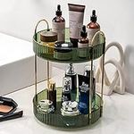 Rotating Makeup Organizer for Vanity 2 Tier, High-Capacity Skincare Clear Make Up Storage Perfume Organizers Cosmetic Dresser Organizer Countertop 360 Spinning