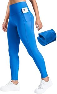 AVGO Womens Fleece Lined Pants, Soft Yoga Leggings Butt Lifting High Waisted Winter Warm Pant with Back Zipper Pocket (Dazzling Blue, X-Small)