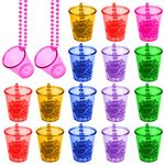 18Pcs Beaded Bridal Shot Glass, Bachelorette Party Shot Cups Team Bride Shot Glasses Plastic Shot Glass Necklace for Wedding Bachelorette Party Favors Bridal Shower Decoration,6 Colors