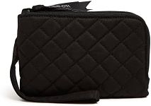 Vera Bradley Women's Cotton Double Zip ID Case Wallet With RFID Protection, Black - Recycled Cotton, One Size