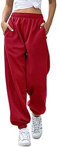 HeSaYep High Waisted Sweatpants for Women Workout Active Joggers Pants Baggy Lounge Bottoms,Red Medium