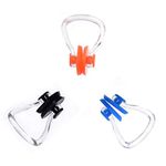 Royee 3 Pcs Swimming Nose Clips Waterproof Soft Comfortable Silica Gel Nose Plugs for Swim Training Swimming Beginner Learner Athletic Adult Kids Children (Black, Blue, Orange)