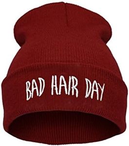 Joyci Winter Unisex Funny Bad Hair Day Hip Pop Beanie Hat Women Men Ski (Wine Red)