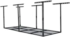 3x8Ft Heavy Duty Overhead Garage Storage Rack, Adjustable Ceiling Storage Racks with 600Lbs Weight Capacity, Metal Garage Storage Organization Systerm, Black