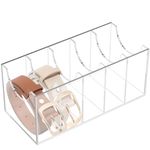 Chris.W Belt Organizer Box, Acrylic Belt Storage Holder Belt Rack for Closet and Drawer, Acrylic 5 Compartments Belt Container Storage Holder, Belt Display Case Belt Box Belt Storage Organizer (5 Slots)