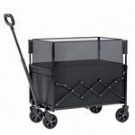 Collapsible Wagon Cart Portable Heavy Duty Utility Cart for Shoppings, Camping, gardenings and Outdoor Sport 120L 200LBS Load Capacity