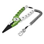 Booms Fishing X01 Aluminum Fishing Pliers Saltwater, Surf Fishing Tackle Kit, Fishing Multitool Hook Remover, Braided Fishing Line Cutter, Split Ring Pliers, with Coiled Lanyard and Sheath, Green