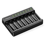 HiQuick 8-Bay Battery Charger for AA AAA Rechargeable Batteries, LED AA AAA Battery Charger with Fast Charging Function, Mix-charging charger Micro USB Port