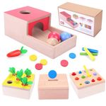 Baby Toys for 1 Years Old Boys Girls, Toddlers Wooden Montessori Toys for 1 2 3 Year Olds, Sensory Toys 4 in 1 Activity Cube Balls Drop Toy, Educational Sorting Toy, Babies 1st Birthday Gifts