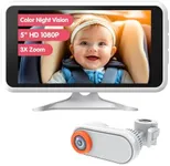 LUCKVIEW Baby Car Camera with IR Night Vision, Unique Headrest Mount Car Camera for Baby 3X Zoom for Backseat Monitor White (Wired) Essential Baby Safety Item