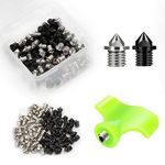 Nuolifee 3.2mm 1/8 Inch Track Spikes, 100 Pieces Hard Steel Spikes for Track Shoes, Track and Cross Country Spikes with Spike Wrench, Replacement Spikes for Sprint Sports Short Running Shoes