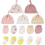 MAMIMAKA Baby Boys Caps Mittens and Thick Warm Socks Cotton Newborn Essentials Accessories (Hats+Gloves+Terry Socks),0-6 Months