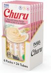 INABA Churu Cat Treats, Grain-Free, Lickable, Squeezable Creamy Purée Cat Treat/Topper with Vitamin E & Taurine, 0.5 Ounces Each Tube, 24 Tubes (4 per Pack), Tuna with Salmon Recipe