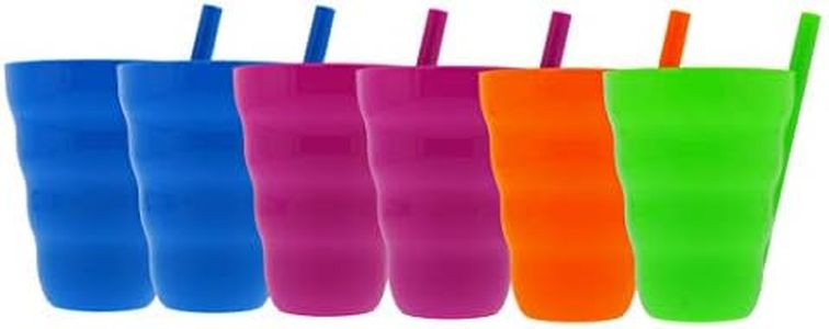 Arrow Sip-A-Cup with Built in Straw for Kids, 10oz - Purple, Blue, Green, Orange (6 Pack)