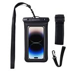 Sinjimoru Waterproof Floating Cell Phone Pouch, Lightweight Clear 3 Straps Water Protector Phone Case Bag Compatible with iPhone Galaxy for Beach Essentials. Sinjimoru Waterproof Pocket Bag Black