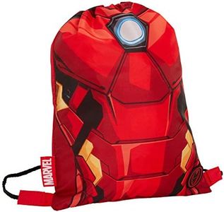 Marvel Boys Iron Man Drawstring Gym Bag Avengers Sports Swimming PE Kit Backpack, Red, One Size, Drawstring Bag