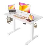 Cubiker Standing Desk with Drawer, 40"x 24" Electric Stand up Adjustable Height Electric Stand up Desk, Sit Stand Home Office, Ergonomic Workstation White Frame & White Desktop