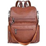 ECOTISH Women PU Leather Backpack Waterproof Casual laptop bag School Shoulder Bag for Ladies (brown)