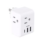 Multi Plug Outlet Extender, Power Bar Non Surge Protector Electric Outlet Splitter with 3 USB Wall Charger (1 USB C), Multiple Outlet Expander for Cruise, Dorm, Travel, Home, Office