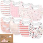 8-Pack Organic Baby Bibs for Boys, 