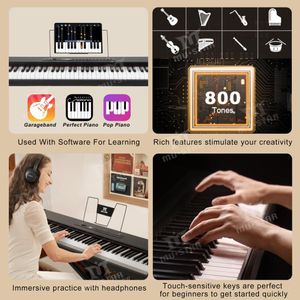 MUSTAR 88-Key Digital Piano – Black Electronic Keyboard