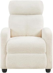 Yaheetech Fauteuil de Relaxation Petit Canapé Inclinable en Tissu Bouclette Doux en 3 Positions 1 Place avec Repose Pied/Chambre à Coucher/Home Cinéma/Salon Ivoire