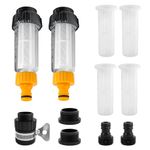 Water Filter Garden Hose, 2 Pieces 3/4 Inch Pre-Filter Garden Pump with 4 Filter Inserts & 5 Quick Adapters, Water Pre-Filter Water Filter Set for Pressure Washer, Garden Pump, Motorhome