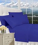 CELINE LINEN Luxury Silky-Soft 1500 Series Wrinkle-Free 4-Piece Bed Sheet Set, Deep Pocket up to 16 inch, Queen Royal Blue