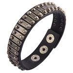 Jeilwiy Leather Wristband for Men Leather Studded Bracelet Men's Leather Cuff Bracelet Punk Rock Biker Bracelet Steampunk Bracelet Leather Wrist Cuff Viking Gauntlets Belt Arm Bands for Women, Large,