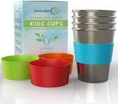 Stainless Steel Cups for Kids and Toddlers 8 oz. with Silicone Sleeves - Stainless Steel Sippy Cups for Home & Outdoor Activities, BPA Free Healthy Unbreakable Premium Metal Drinking Glasses (4-Pack)