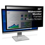 3M Computer Privacy Screen Filter for 22 inch Monitors - Framed - Black - Widescreen 16:9 - PF220W9F